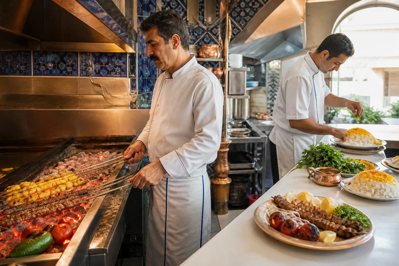 Open kitchen at Saffron Kitchen